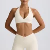Rynkade minishorts i ivory marl