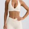 Rynkade minishorts i ivory marl