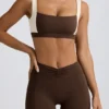 Rynkade minishorts i pecanmarl