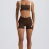 Rynkade minishorts i pecanmarl