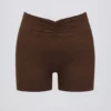 Rynkade minishorts i pecanmarl