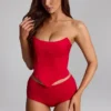 Sabrine Slinky Jersey Low-Rise Hotpants i Fire Red