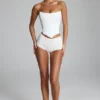 Sabrine Slinky Jersey Low-Rise Hotpants i vitt