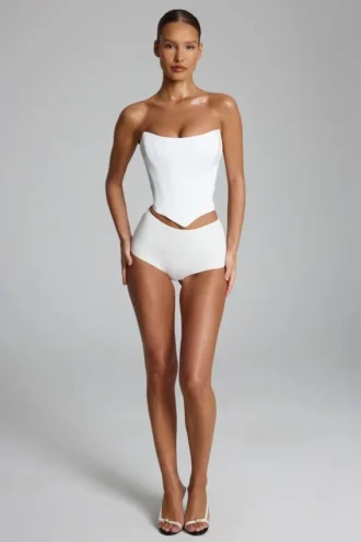 Sabrine Slinky Jersey Low-Rise Hotpants i vitt