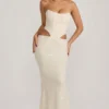 Saphira Embellished Cut-Out Draped Corset Gown i vitt