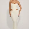 Saphira Embellished Cut-Out Draped Corset Gown i vitt