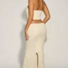 Saphira Embellished Cut-Out Draped Corset Gown i vitt