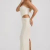 Saphira Embellished Cut-Out Draped Corset Gown i vitt