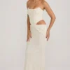 Saphira Embellished Cut-Out Draped Corset Gown i vitt