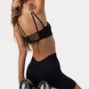 Scoop Neck Lace Up Back FlexiRib Sports Bra i svart