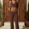 Selara Mid-Rise Flared Trousers i Bronze