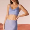 Selena korsett med cowl neck och dekorationer i blått