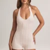 Shelly Modal ribbad rygglös playsuit i randigt mönster