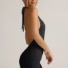 Shelly Modal Ribbad rygglös playsuit i svart