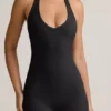 Shelly Modal Ribbad rygglös playsuit i svart
