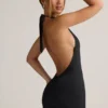 Shelly Modal Ribbad rygglös playsuit i svart