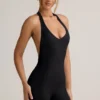 Shelly Modal Ribbad rygglös playsuit i svart