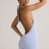 Shelly Modal Ribbed Backless Playsuit i ljusblått