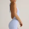 Shelly Modal Ribbed Backless Playsuit i ljusblått