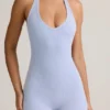 Shelly Modal Ribbed Backless Playsuit i ljusblått