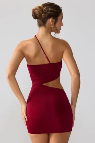 Shyla Slinky Jersey Ruched Cut Out Miniklänning i Ruby