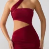 Shyla Slinky Jersey Ruched Cut Out Miniklänning i Ruby