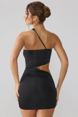 Shyla Slinky Jersey Ruched Cut Out Miniklänning i Svart