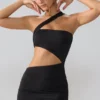 Shyla Slinky Jersey Ruched Cut Out Miniklänning i Svart