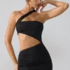 Shyla Slinky Jersey Ruched Cut Out Miniklänning i Svart