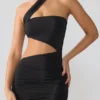 Shyla Slinky Jersey Ruched Cut Out Miniklänning i Svart