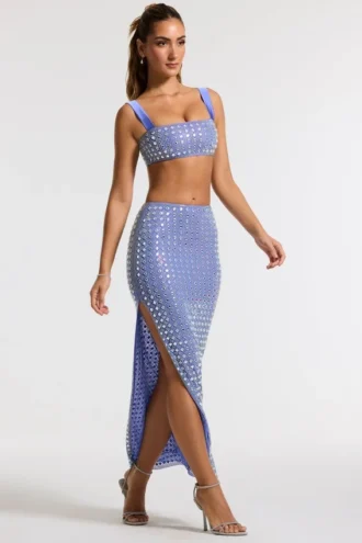 Siona Embellished Mid Rise Gown Kjol i blått