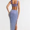 Siona Embellished Mid Rise Gown Kjol i blått