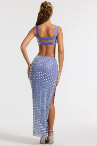 Siona Embellished Mid Rise Gown Kjol i blått