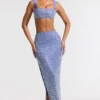 Siona Embellished Mid Rise Gown Kjol i blått