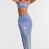Siona Embellished Mid Rise Gown Kjol i blått