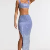 Siona Embellished Mid Rise Gown Kjol i blått