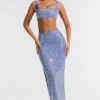 Siona Embellished Mid Rise Gown Kjol i blått
