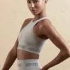 Sömlös crop top med racerback i silver