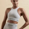 Sömlös crop top med racerback i silver
