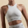 Sömlös crop top med racerback i silver