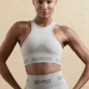 Sömlös crop top med racerback i silver