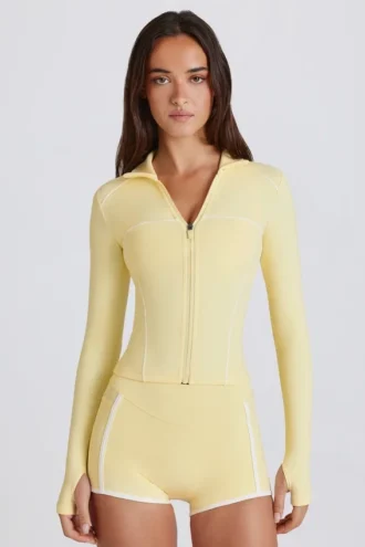 Soft Active Contrast Zip-Up Jacket i Lemon