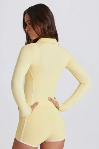 Soft Active Contrast Zip-Up Jacket i Lemon