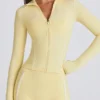 Soft Active Contrast Zip-Up Jacket i Lemon