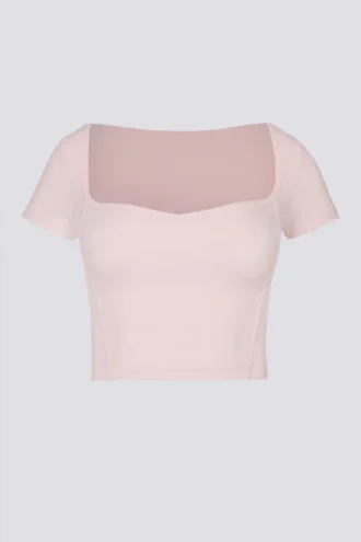 Soft Active crop top med hjärtformad halsringning i balettrosa