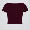 Soft Active crop top med hjärtformad halsringning i vinrött