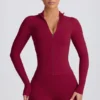 Soft Active-jacka med dragkedja i burgundy
