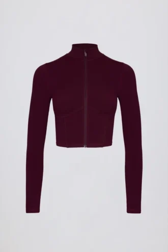 Soft Active-jacka med dragkedja i burgundy