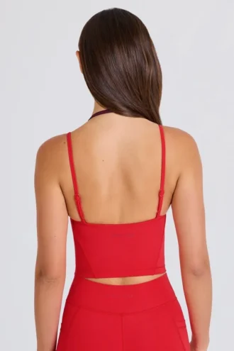 Soft Active Layered Cropped Tank Top i Strawberry Red