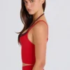 Soft Active Layered Cropped Tank Top i Strawberry Red